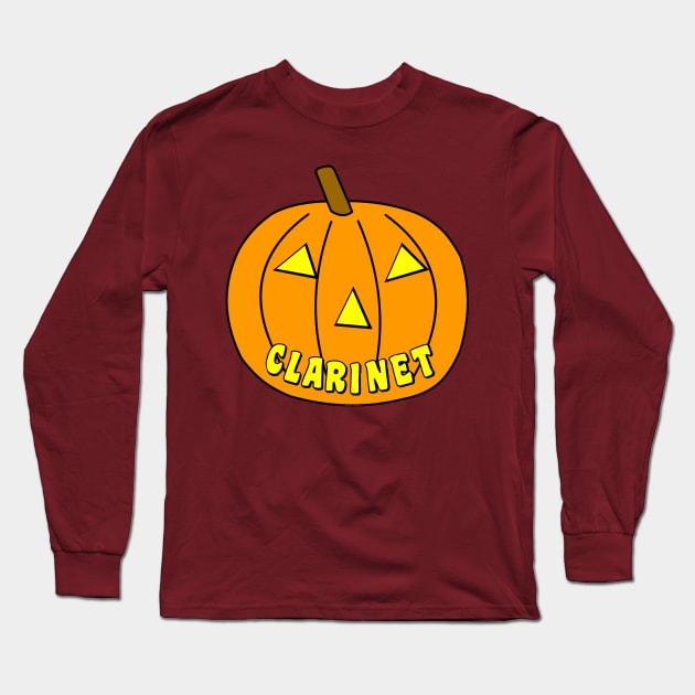 Clarinet Halloween Pumpkin Long Sleeve T-Shirt by Barthol Graphics